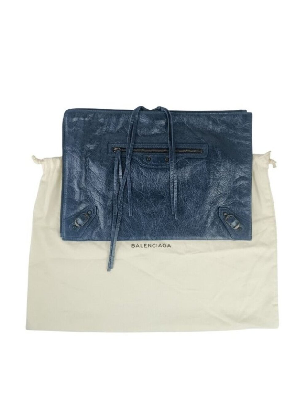Balenciaga Clutch City Navy Leather
